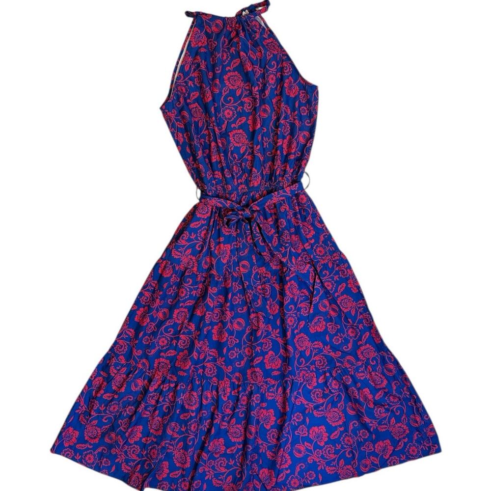 NWT Cupshe Maxi Halter Dress Blue Pink Floral Size Medium Boho‎